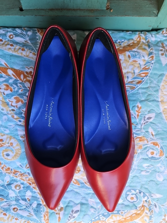 Antonia Saint Shoes - Antonia Saint NY Cushioned Red Leather  Pointed-Toe Women’s Size 8 Flats